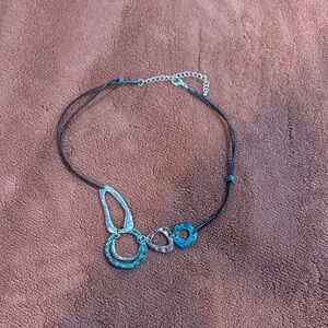Elegant Blue and Mixed Metal Women's Necklace 10”